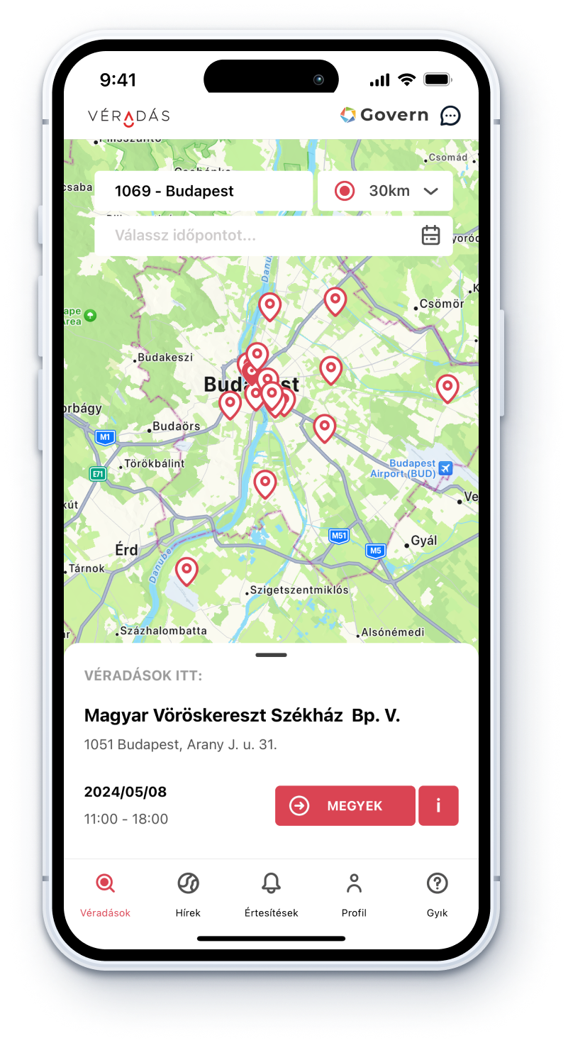 Véradás mobil applikáció